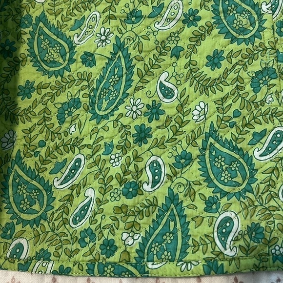 Vintage Quilted Reversible Norm Thompson Green Teal Paisley Print Cotton Jacket - Picture 4 of 16